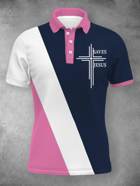 Women’s Jesus Saves Three Buttons Short Sleeve Polo As picture / S