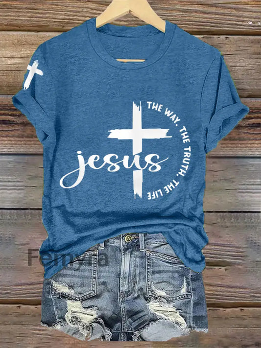 Women’s Jesus The Way The Truth The Life Casual Classic Tee Blue / S