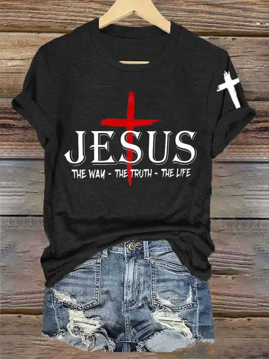 Women’s Jesus The Way The Truth The Life Short Sleeve T-Shirt Black / S