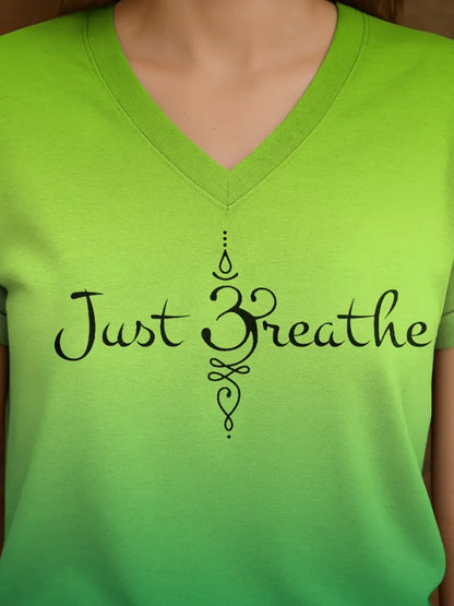 Women’s Just Breathe Mental Health Matter Gradient Print V-Neck Tee