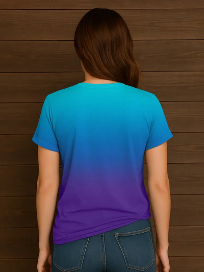 Women’s Just Breathe Mental Health Matter Gradient Print V-Neck Tee