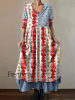 Women’s Memorial Day Poppy Flag Veteran Printed Dress As picture / S