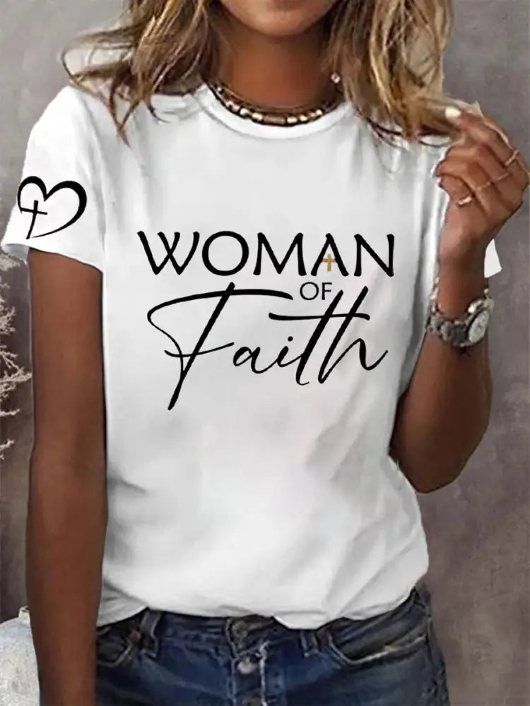 Women’s Mom’s Faith Mother’s Day Printed Casual T-shirt White / S