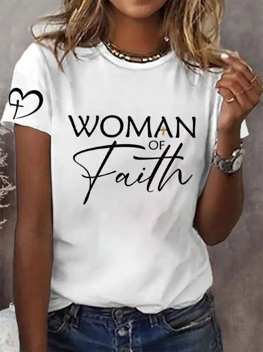 Women’s Mom’s Faith Mother’s Day Printed Casual T-shirt White / S