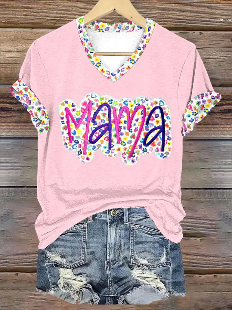 Women’s Mother’s Day MAMA In Floral Short-sleeved T-shirt Light Pink / S