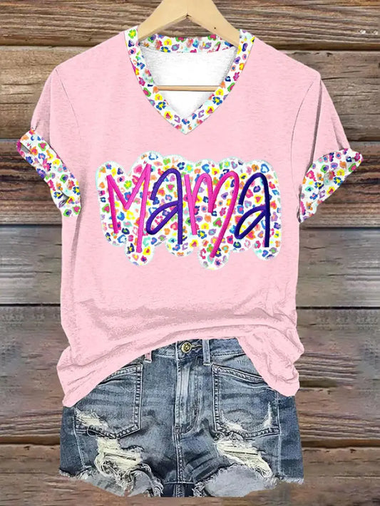 Women’s Mother’s Day MAMA In Floral Short-sleeved T-shirt Light Pink / S