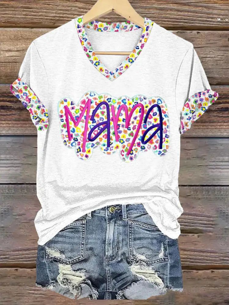 Women’s Mother’s Day MAMA In Floral Short-sleeved T-shirt White / S
