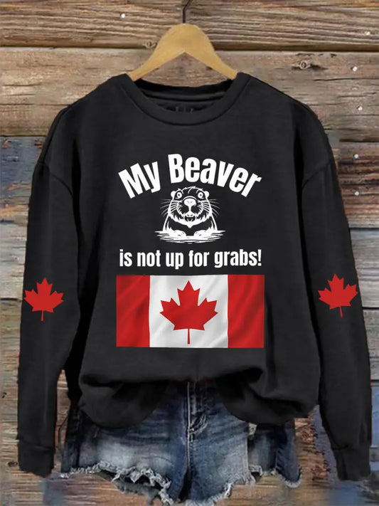 Women’s My Beaver Is Not Up For Grabs Print Sweatshirt Black / S