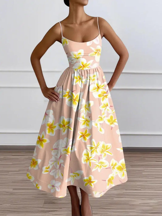 Women’s Plumeria And Pakalana Lei Vacation Sleeveless Dress As picture / S