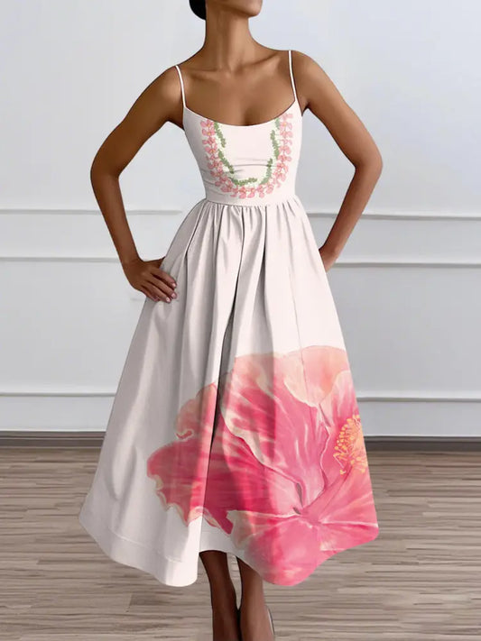 Women’s Plumeria And Pakalana Lei Vacation Sleeveless Dress Pink / S