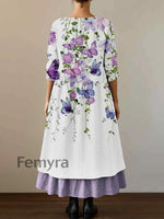 Women’s Purple Butterflies Flowers Print Alzheimer’s Awareness Support Dress