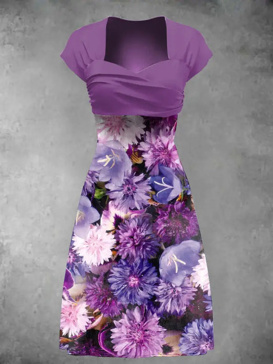 Women’s Purple Floral Alzheimer Awareness Printed Dress