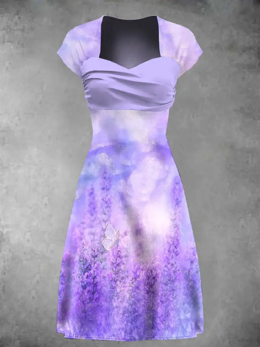 Women’s Purple Floral Alzheimer Awareness Printed Dress