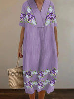 Women’s Purple Forget-Me-Not Flowers Print Alzheimer’s Awareness Support Dress Lavender / S