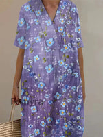 Women’s Purple Forget-Me-Not Print Alzheimer’s Awareness Support Dress
