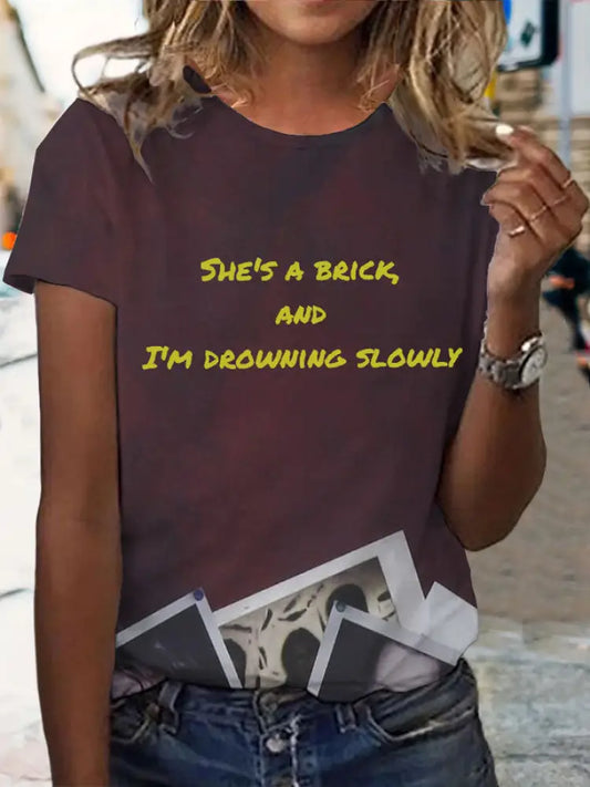 Women’s She’s a brick and I’m drowning slowly lyrics T-shirt As picture / S