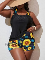 Women’s Vintage Print Vacation Swimwear A / XL