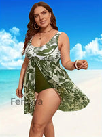 Women’s Vintage Print Vacation Swimwear A / XL