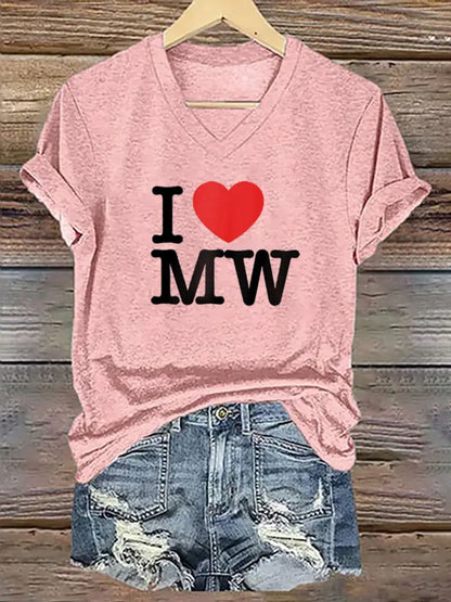 Women’s Wallen I Love MW Printed Short Sleeve T-Shirt Pink / M