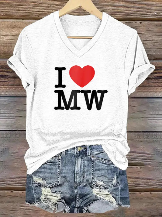 Women’s Wallen I Love MW Printed Short Sleeve T-Shirt White / S