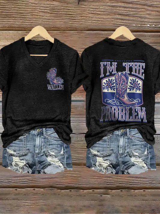 Women’s Wallen I’m The Problem Printed Short Sleeve T-Shirt Black / S