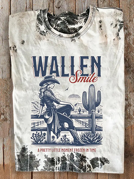 Women’s Wallen Smile Printed Short Sleeve T-Shirt As picture / S