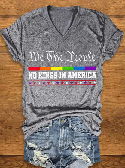 Women’s We The People No Kings in America T-shirt Light Gray / S